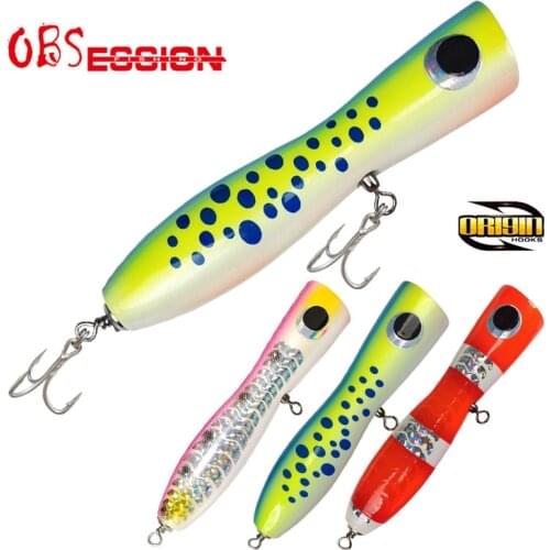 OBSESSION 100g Surface Popper Wood Trolling Fishing Bait Big Game Lure Origin Hooks Long Casting Deepsae Ocean Fishing Tackle