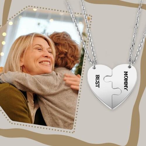 Personalized Master Engrave Name Pendant Custom Text Friendship Lover Family Heart Puzzle Pendant Necklace Customized Jewelry