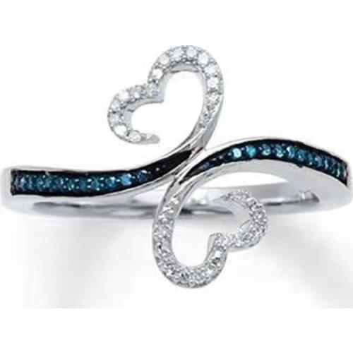 Romantic Heart Finger Ring Trend Butterfly Design Inlay Shiny Small Zircon Fine Jewelry For Women Wedding Engagement Couple Gift