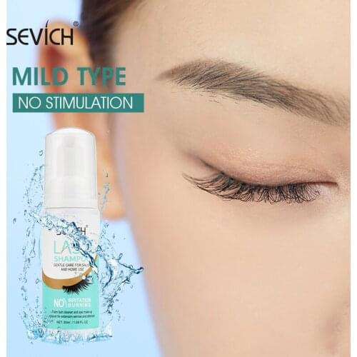 SEVICH Lash Cleaning Shampoo 50ml Mild Formula Cleaner Foam Pump Makeup Remover Pro Eyelash Cleaning Mousse Eyelash Brush Kit