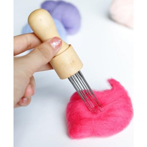 DIY Wool for Needle Felting Wool Roving Tools Kit Handle with 8 Needles Wool Needle Felting Tools