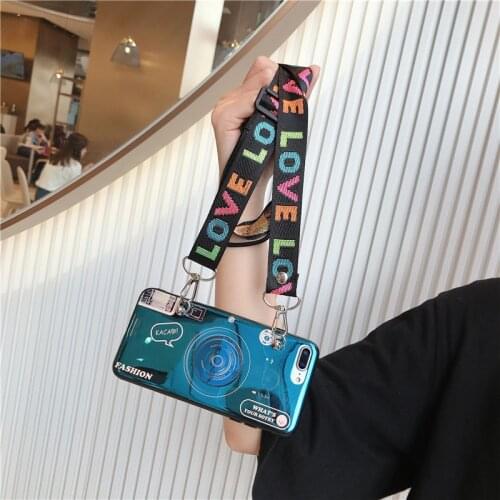 3D Retro Camera Style Silicon Case Lanyard For iphone 7 8 plus X XR XS MAX 11 PRO MAX 6 6S 5 5S SE Grip Stand Phone Case Cover