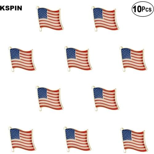 U.S.A. Flag Lapel Pin Flag badge Brooch Pins Badges 10Pcs a Lot