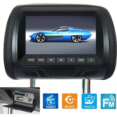 Universal 7 Inch DC12V Car DVR LCD Digital Display HD Headrest Monitor FM/AM Rear Seat Entertainment with Remote Control