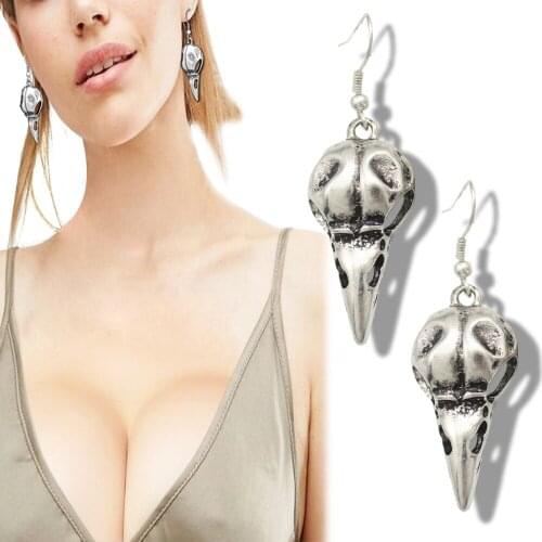 Vintage Magpie Crow Raven Skull Death Devil Bird Gothic Drop Dangle Earrings For Women Punk Steampunk Jewelry Oorbellen brincos