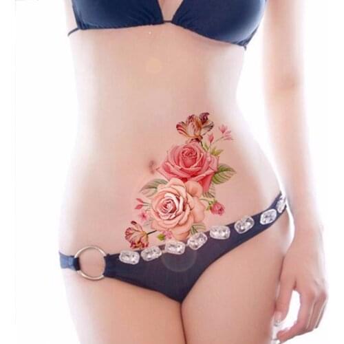 Waterproof Temporary Tattoo Sticker Flower Rose Fake Tatto Cool Flash Tatoo Tatouage Temporaire Body Art For Girl Women Men