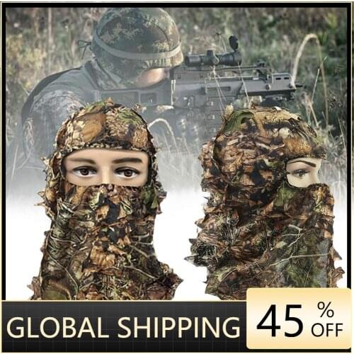 Hunting Mask Camouflage 3D Leaf Ghillie Camo Face Mask Leafy, Full Coverage, Lightweight Breathable Hunting Veil for Men Women