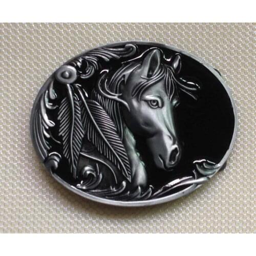 Horse belt buckle with Black pewter sliver finish JF-BY227 suitable for 4cm wideth belt with continous stock free shipping