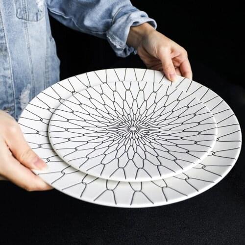 Dinner Plate Ceramic Tray Flat Plate Soup Bowl Dinnerware Set Print Food Tray Dish Pasta Salver Food Container Tableware 1pcs