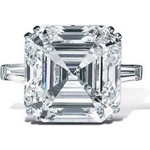 Fine 925 Sterling silver Promise ring Asscher cut 6ct Lab Diamond cz Engagement Wedding Band Rings for women Bridal Jewelry