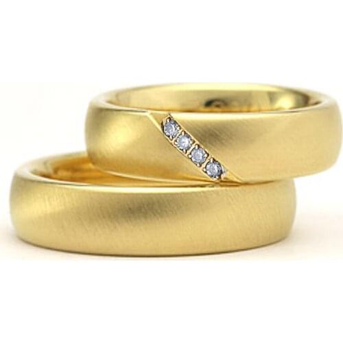 1 Pair Love Alliance golden couples wedding rings set for men and women 18k gold plated band his and hers promise proposal ring