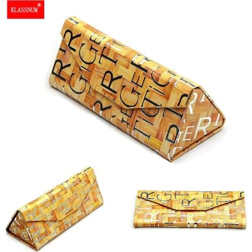1PCs Handmade PU Leather Glasses Case Triangle Folding Portable Glasses Case Simple Glasses Case Sun Myopia Sunglasses Case Bag