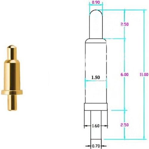 10pcs 1pin pogo pin connector pogopin Battery spring Loaded Contact SMD DIP needle PCB 1P Test Probes Gold-plated copper power