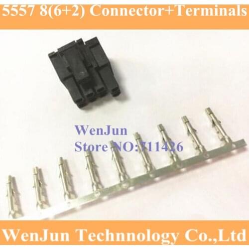 1000PCS 4.2mm Pitch 5557 ATX Graphics Card GPU PCI-E Power Connector 6+2Pin 8Pin Male Housing+Terminals Black