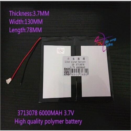 3.7V 6000mAH 3713078 Polymer lithium ion / Li-ion battery for tablet pc mp3 mp4 GPS cell phone speaker