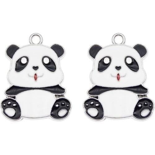 4pcs enamel panda charm for jewelry making fashion earring pendant necklace bracelet charms Black white Pendant