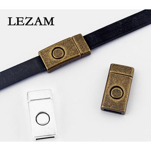 5sets Antique /Bronze Flat Strong Magnetic Clasp For 10*2mm Flat Leather Cord Diy Bracelet Bangle Jewelry Findings Bijoux