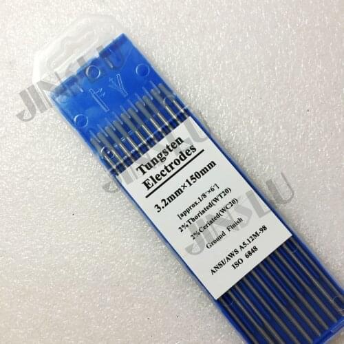 Free Shipping Grey color Tig Tungsten Electrode 2% Ceriated WC20 3.2*150mm 1/8" 10PCS