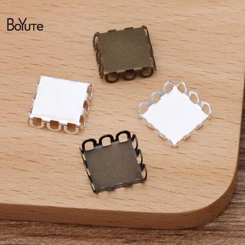 BoYuTe Custom Made (1000 Pieces/Lot) 12MM Square Cabochon Base Blank Tray Diy Handmade Jewelry Accessories