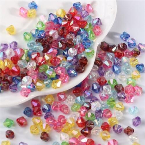 100Pcs 6mm Crystal Rhomb Beads Acrylic Bicone Loose Spacer Bead Shiny Pearls For Bracelet DIY Jewelry Making Wholesale