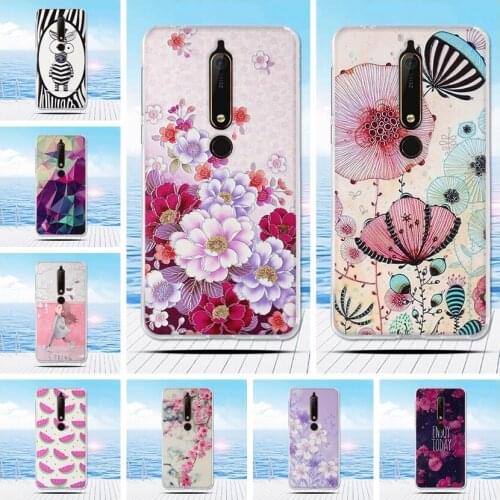 For Nokia 6.1 TA-1068 TA-1050 TA-1043 TA-1045 Cover 3D Pattern Flower Bag Shell Case Soft Silicone TPU For Nokia 6.1 funda