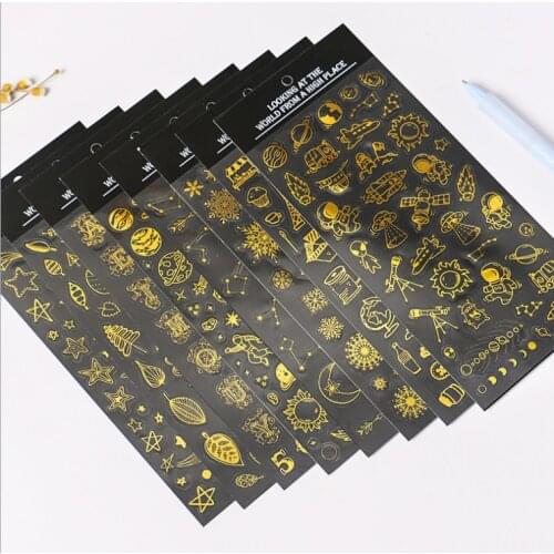 Creative Golding Planet Travel junkJournal Decorative PET Stickers Scrapbooking Stick Label Diary Stationery Album Stickers