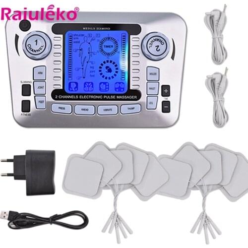 Electrical EMS Muscle Stimulator 12 Modes Digital Body Massager Pulse Tens Acupuncture Low Frequency Physiotherapy Machine Relax