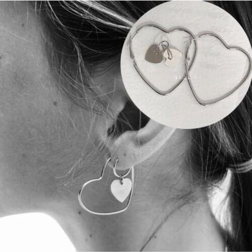 Ex637 Earrings 2021 trend simple alloy double peach heart earrings Cute/Romantic Womens Jewelry Accessories