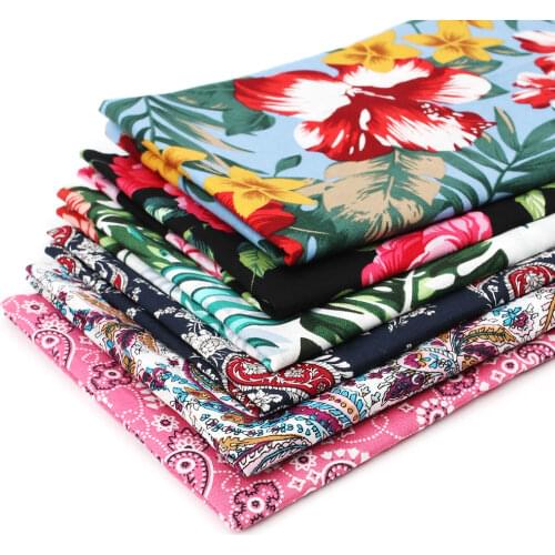 IBOWS Cotton 100% Cloth Fabric 40*50cm/pc Amoeba Green Leaves Flower Printed Handmade Patches Sewing Dress Pillow Home Textile