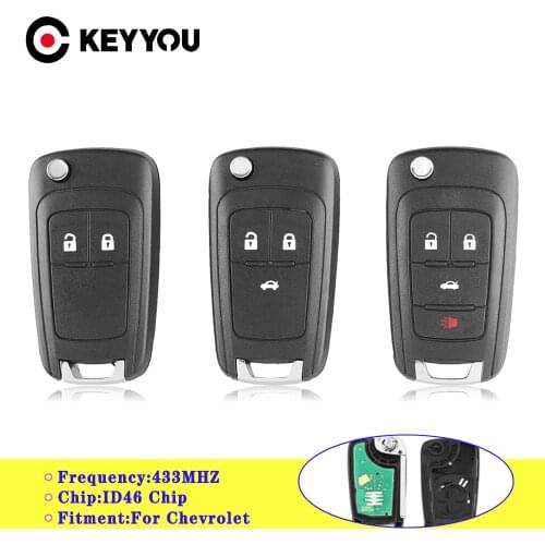 KEYYOU 433MHz Remote Control Car Key ID46 Chip For Chevrolet Malibu Cruze Aveo Spark Sail Fob 2/3/4 Buttons Flip Key