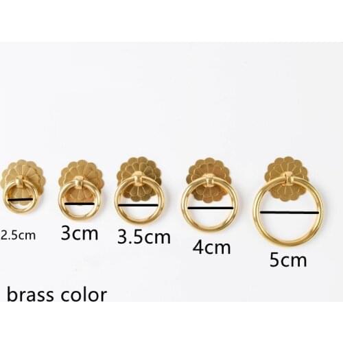 Chinese Dressing Brass Ring Pulls Copper Cabinet Furniture Drawer Handles Retro Copper Kitchen Decoration Knobs Hardware 25 30cm