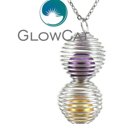 KK580 36mm Double Ball Spiral Spring Beads Cage Locket Fragrance Essential Oil Diffuser Oyster Pearl Cage Pendant Necklaces