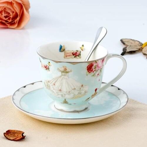 European style coffee cup set english coffee set afternoon tea tea set tea set household ceramic red tea cup LB031103