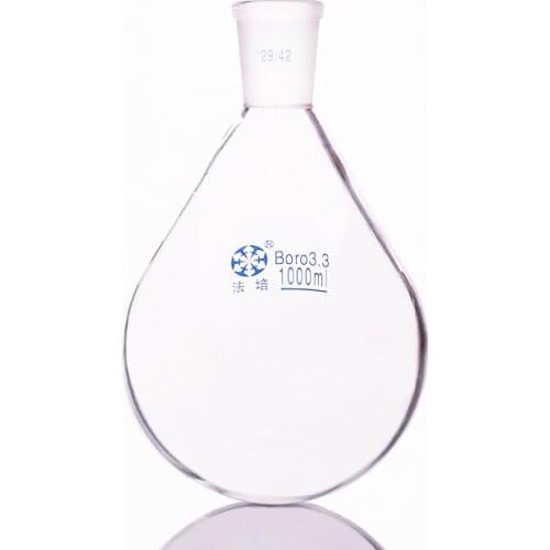 Flask eggplant shape,short neck standard grinding mouth,Capacity 1000ml and joint 29/42,Eggplant-shaped flask