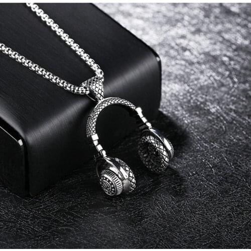 KPOP Stainless Steel Music Earphone Necklace Neutral 2021 Punk Charm Hip-Hop Rock Party Music Festival Couple Wild Gift