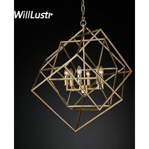 Willlustr CAGED CUBIST PENDANT lamp multifaceted metal frame loft Bar suspension Light geometric hanging lighting