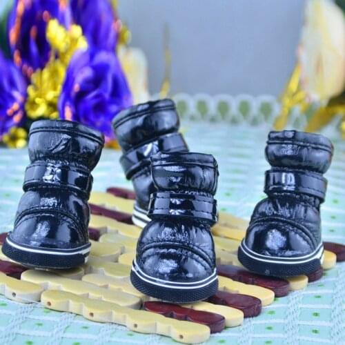 Cute Warm Dog Snow Boots Waterproof Anti-Slip Dog Shoes Small Dog Puppy Cat Winter Fleece Lined Boots Slip-resistant Pet Shoes