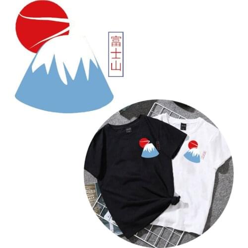 Fashion Fuji Mountain Iron on Patches For DIY Heat Transfer Clothes T-shirt Thermal transfer stickers Decoration Printing