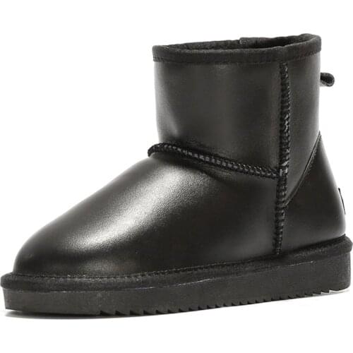 Fashion Waterproof 100% Genuine Leather Winter Boots Warm Women Boots Classic Snow Boots Lady Ankle Boots Non-slip Rubber Soles