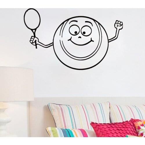 Cartoon Smiling Tennis Ball Wall Sticker Home Decor Sport Wall Decals Art Murals Kids Children Room Decoration Nursery Wallpaper