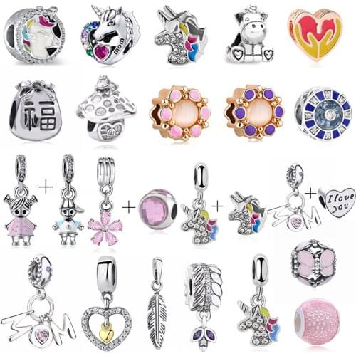 2Pcs/Lot 2020 New Flower Beads Charm Fit Original Brand Bracelets & Bangles For Women Kids DIY Christmas Gift Jewelry Making