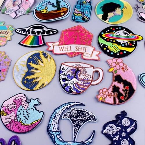 Moon/Planet Patch Diy Embroidered Patches For Clothing Anime Badge Patch Embroidery Patch Clothing Applique Jacket Jeans Patch