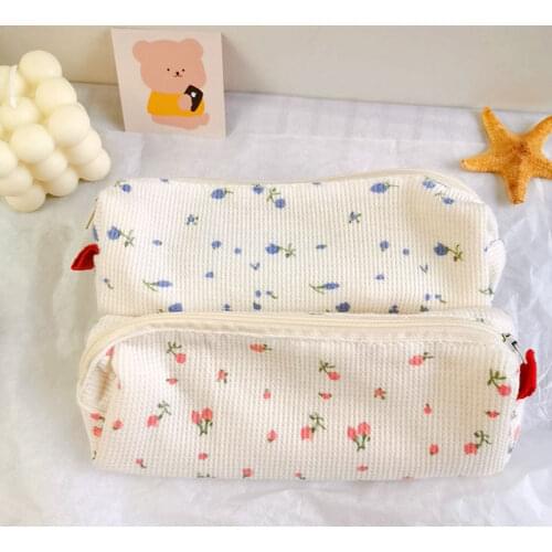 Fresh Style Pencil Bag Small Flowers Pencil Cases Cute Simple Pen Bag Storage Bags School Supplies Stationery Broken flower Bag