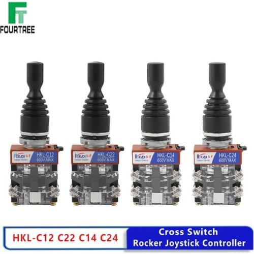 HKL Series Joystick Switch Monolever Rocker Cross Master Switch 2-Way 4-Way Self-reset Self-locking 2NO 4NO Hole Size 22mm