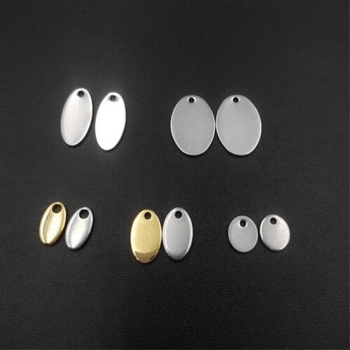 100pcs Stainless Steel Stamping Tags Charms Ellipse Pendants End Chain Pendant Round Tag Charms for Necklace Bracelet Making