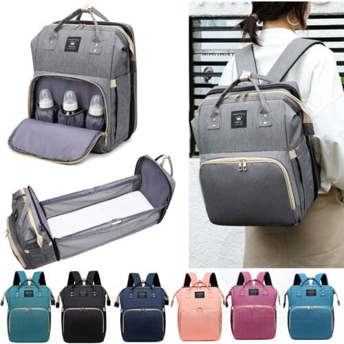 Portable Folding Crib Diaper Bag Backpack New Nappy Bag Multi-Function Large Capacity Baby Bag For Mommy Travel Changing Bag