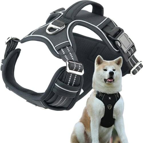 Durable No Pull Pet Military K9 Dog Tactical Harness Vest Padded Reflective Training Quick Release Harness For Large Medium Dog