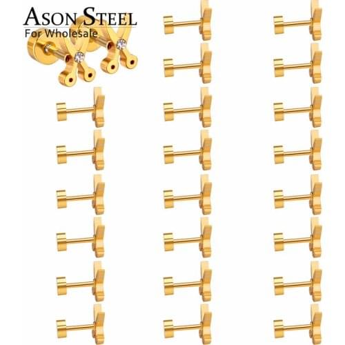 ASONSTEEL Gold/Silver Color Scissors Screw Earrings Studs 6mm Stainless Steel Jewelry 12pairs/lot Anti-allergy Earrings Party