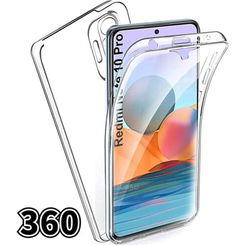 360 Full Body PC+Silicone Case for Xiaomi Redmi Note 10 Pro Max Double Clear Shockproof Cover Redmi Note 10S 5G PET Glass Film