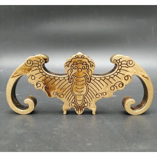 Old fashioned solid brass bat pen holder, Exquisite study furnishings